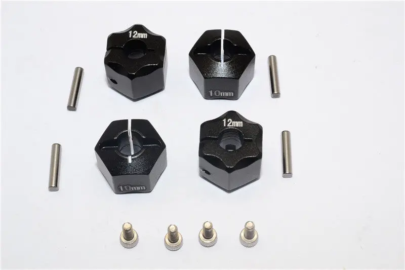 Aluminum Wheel Hex Adapter 12Mmx10mm - 4Pcs Set Black 1