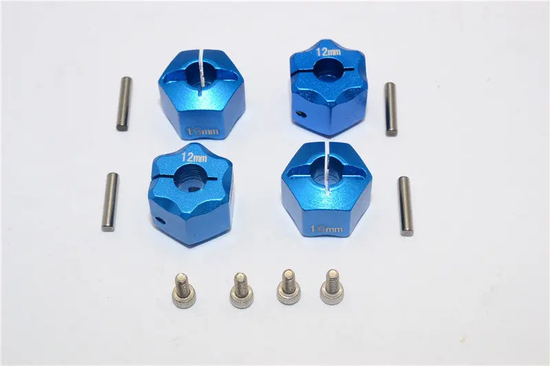 Aluminum Wheel Hex Adapter 12Mmx10mm - 4Pcs Set Blue 1