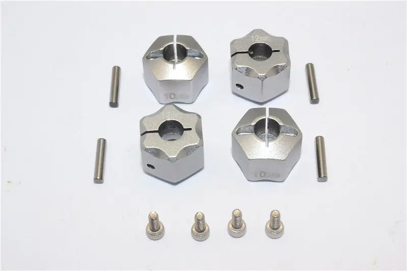Aluminum Wheel Hex Adapter 12Mmx10mm - 4Pcs Set Gray Silver 1