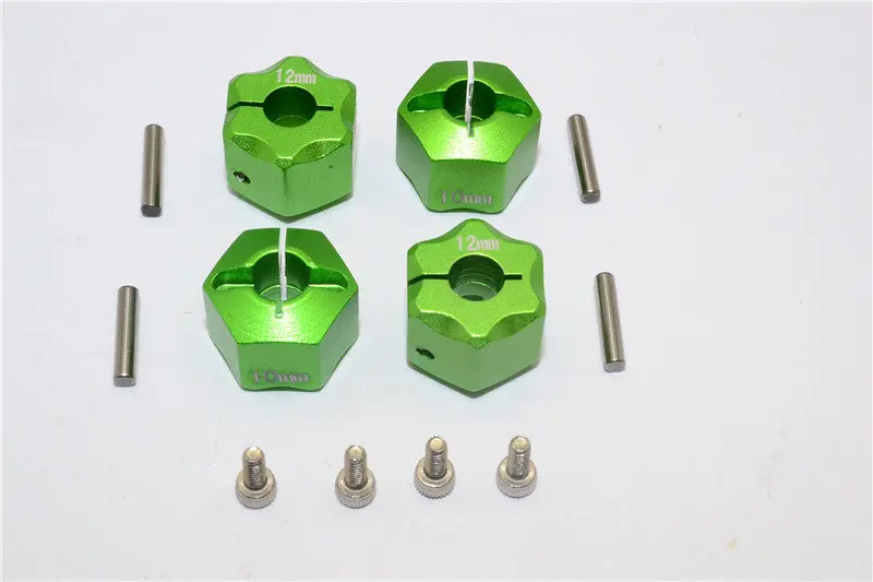 Aluminum Wheel Hex Adapter 12Mmx10mm - 4Pcs Set Green 1
