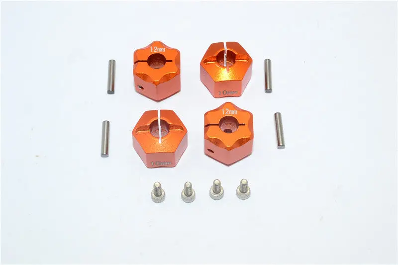Aluminum Wheel Hex Adapter 12Mmx10mm - 4Pcs Set Orange 1