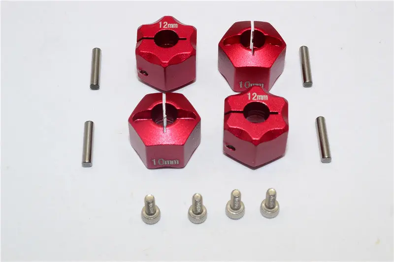 Aluminum Wheel Hex Adapter 12Mmx10mm - 4Pcs Set Red 1