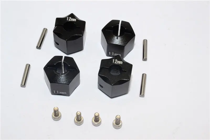Aluminum Wheel Hex Adapter 12Mmx11mm - 4Pcs Set Black 1