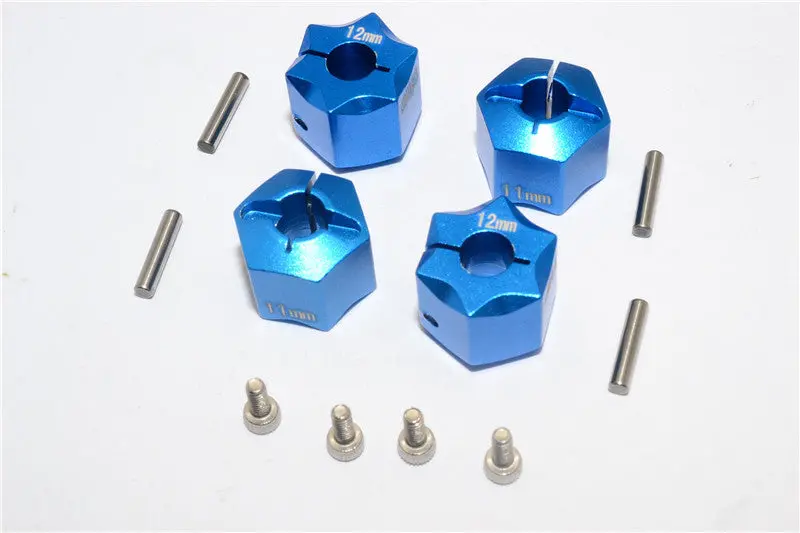 Aluminum Wheel Hex Adapter 12Mmx11mm - 4Pcs Set Blue 1