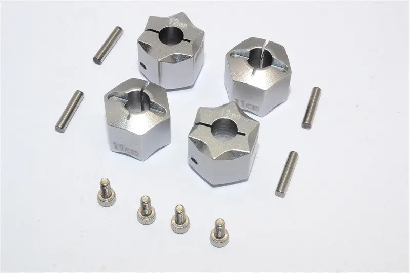 Aluminum Wheel Hex Adapter 12Mmx11mm - 4Pcs Set Gray Silver 1