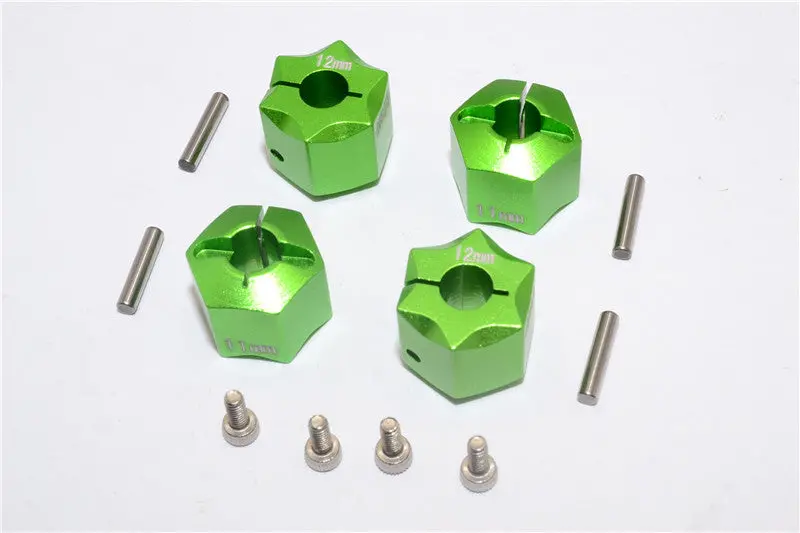 Aluminum Wheel Hex Adapter 12Mmx11mm - 4Pcs Set Green 1