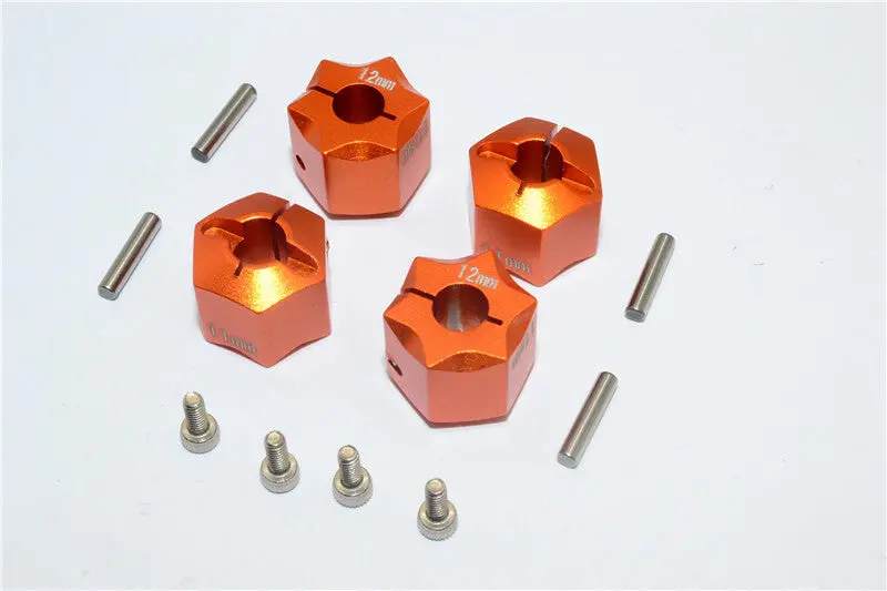 Aluminum Wheel Hex Adapter 12Mmx11mm - 4Pcs Set Orange 1