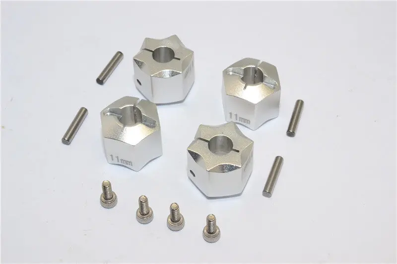 Aluminum Wheel Hex Adapter 12Mmx11mm - 4Pcs Set Silver 1