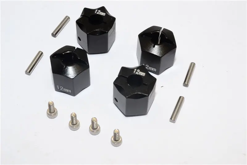 Aluminum Wheel Hex Adapter 12Mmx12mm - 4Pcs Set Black 1