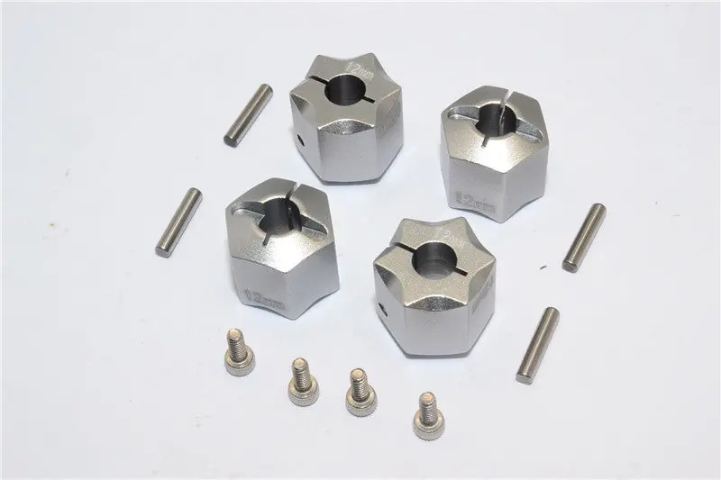 Aluminum Wheel Hex Adapter 12Mmx12mm - 4Pcs Set Gray Silver 1