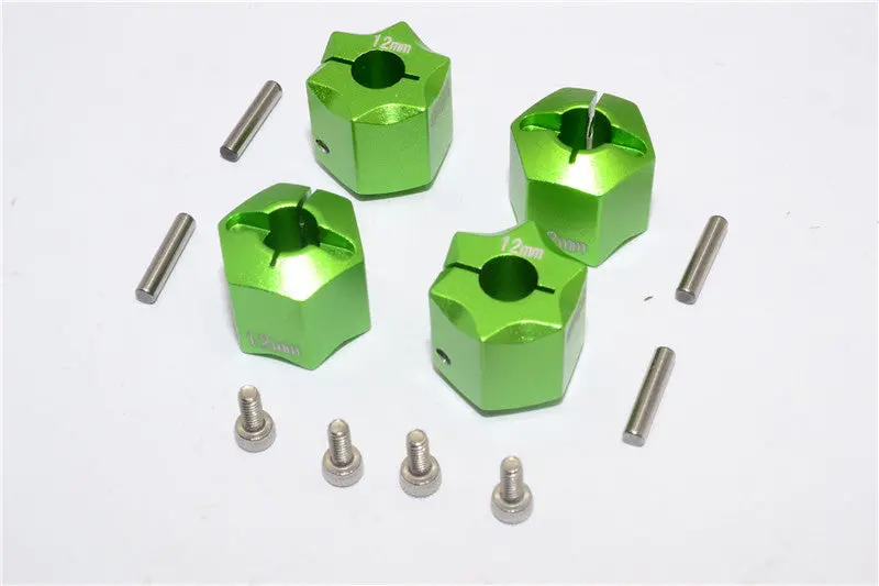 Aluminum Wheel Hex Adapter 12Mmx12mm - 4Pcs Set Green 1