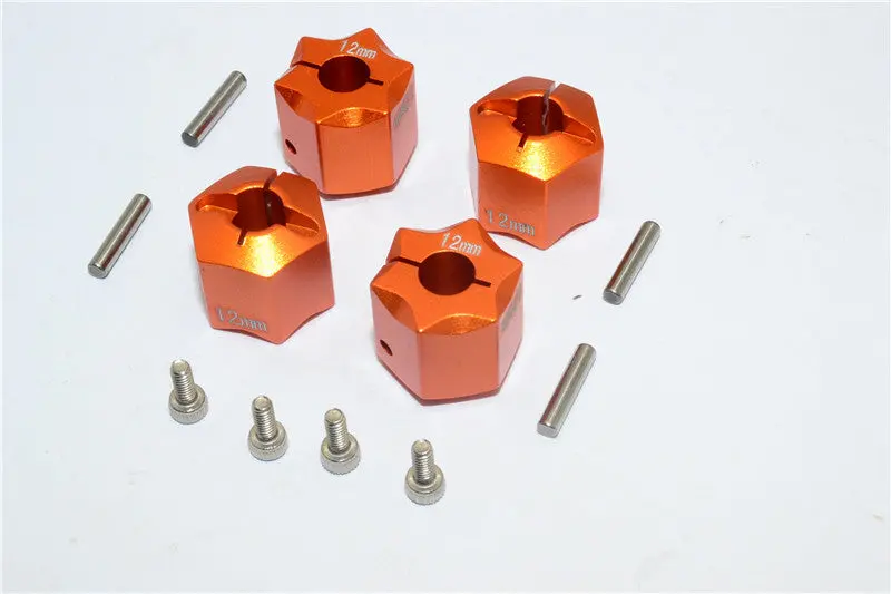 Aluminum Wheel Hex Adapter 12Mmx12mm - 4Pcs Set Orange 1