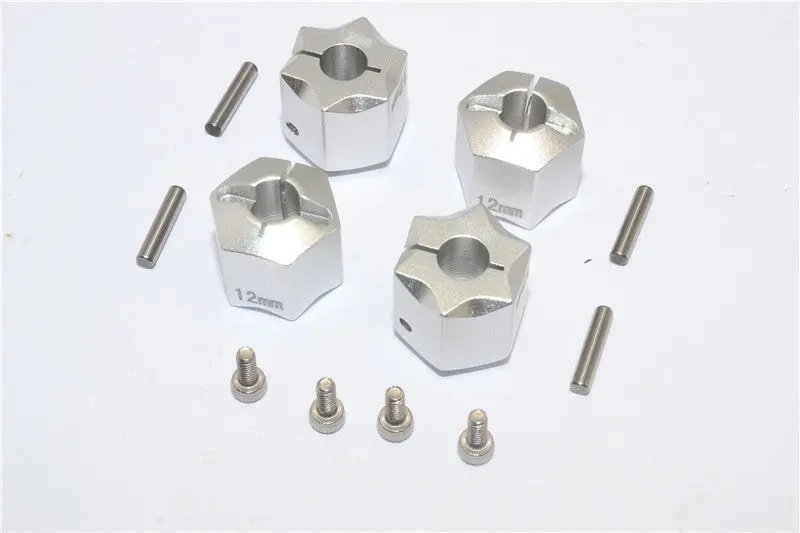 Aluminum Wheel Hex Adapter 12Mmx12mm - 4Pcs Set Silver 1