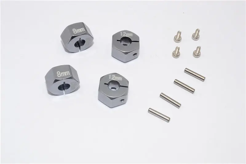 Aluminum Wheel Hex Adapter 12Mmx8mm - 4Pcs Set Gray Silver 1
