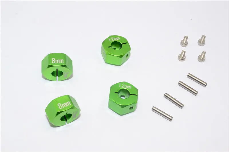 Aluminum Wheel Hex Adapter 12Mmx8mm - 4Pcs Set Green 1