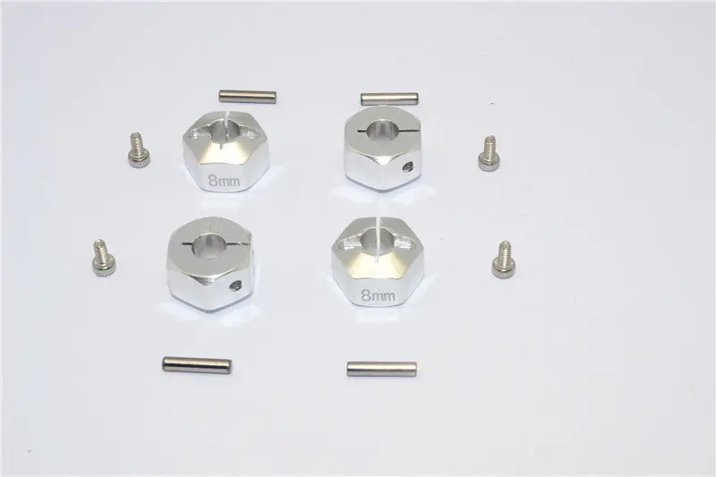 Aluminum Wheel Hex Adapter 12Mmx8mm - 4Pcs Set Silver 1