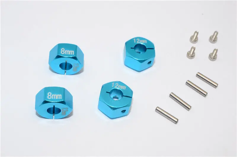 Aluminum Wheel Hex Adapter 12Mmx8mm - 4Pcs Set Sky Blue 1