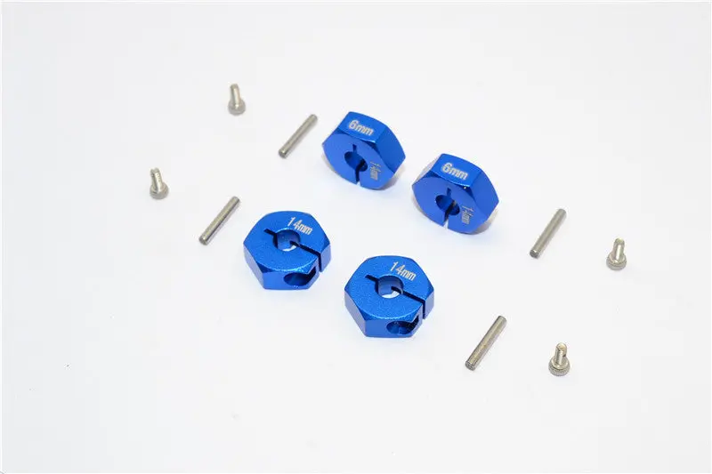 Aluminum Wheel Hex Adapter 14Mmx6mm - 4Pcs Set Blue 1