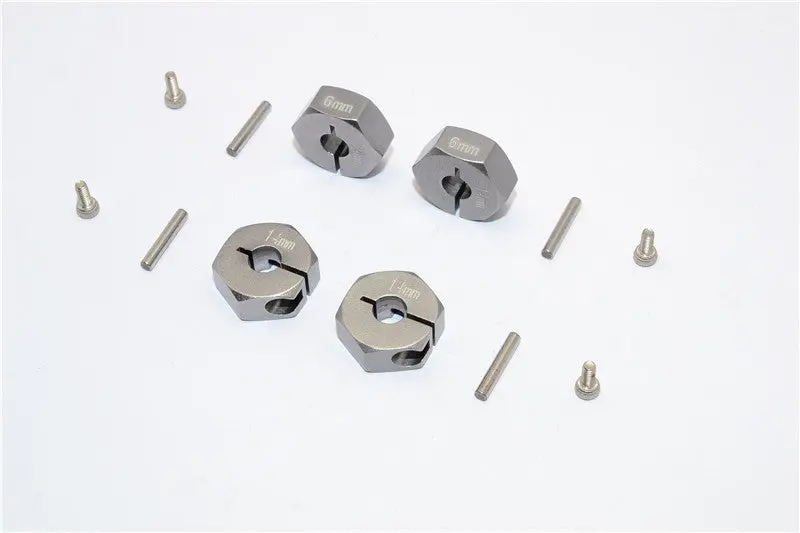 Aluminum Wheel Hex Adapter 14Mmx6mm - 4Pcs Set Gray Silver 1