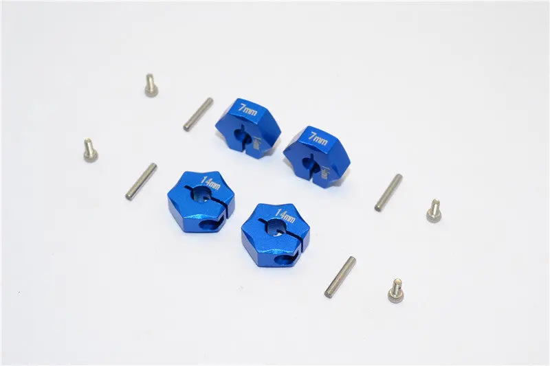 Aluminum Wheel Hex Adapter 14Mmx7mm - 4Pcs Set Blue 1