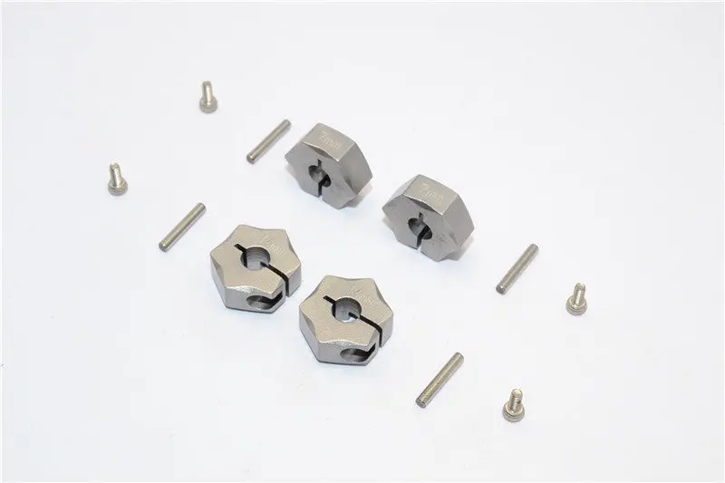 Aluminum Wheel Hex Adapter 14Mmx7mm - 4Pcs Set Gray Silver 1