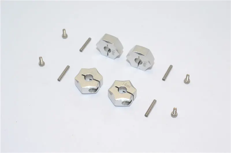 Aluminum Wheel Hex Adapter 14Mmx7mm - 4Pcs Set Silver 1