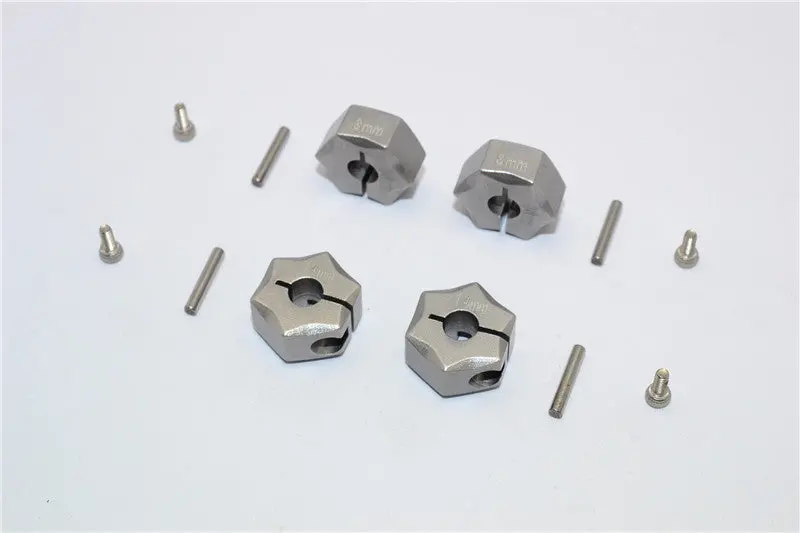 Aluminum Wheel Hex Adapter 14Mmx8mm - 4Pcs Set Gray Silver 1