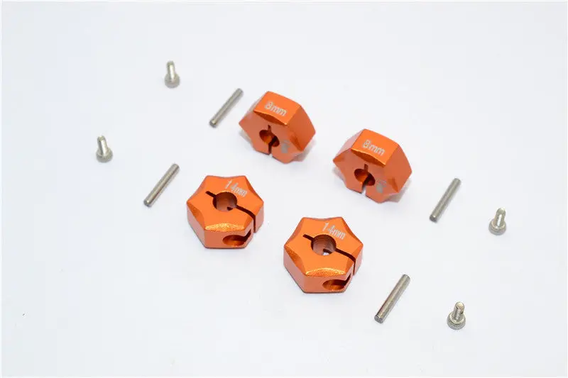 Aluminum Wheel Hex Adapter 14Mmx8mm - 4Pcs Set Orange 1