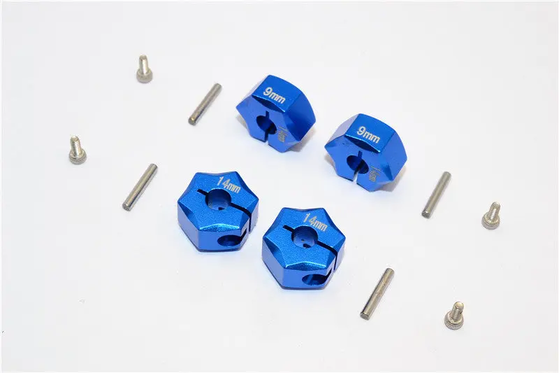 Aluminum Wheel Hex Adapter 14Mmx9mm - 4Pcs Set Blue 1