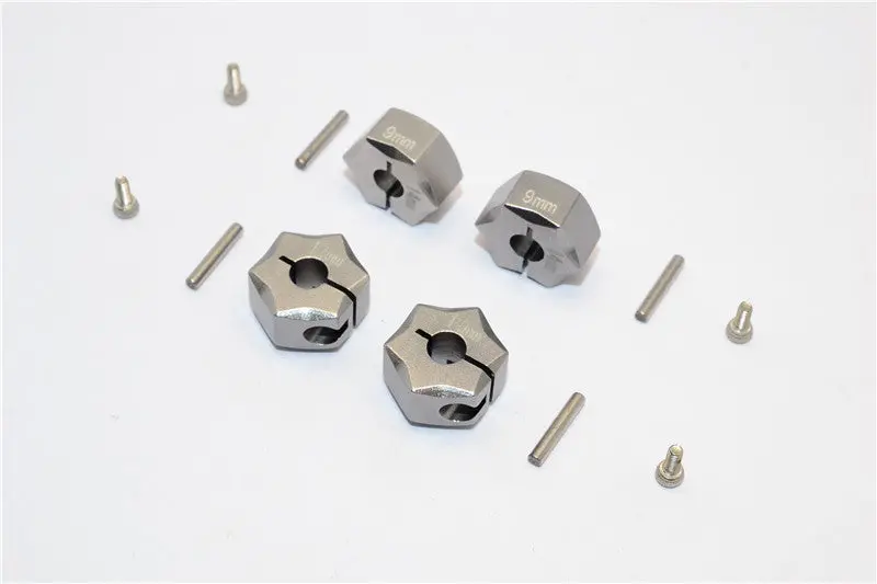 Aluminum Wheel Hex Adapter 14Mmx9mm - 4Pcs Set Gray Silver 1