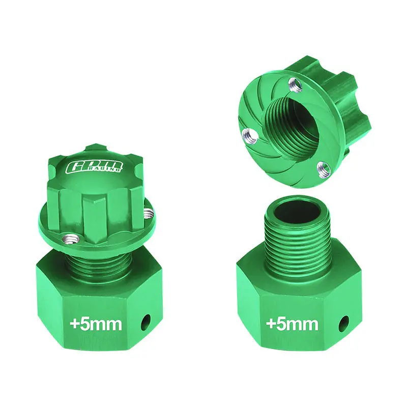 Aluminum Wheel Hex Adapter (+5Mm) For Losi 1/6 Super Baja Rey 4X4 Desert Truck Upgrades - Green 1