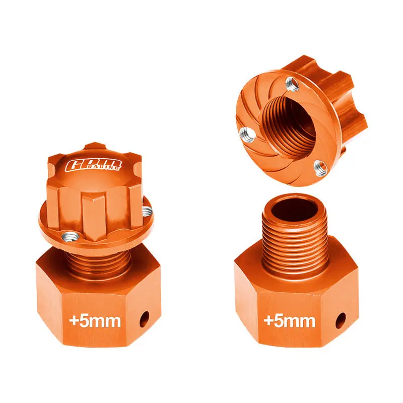 Aluminum Wheel Hex Adapter (+5Mm) For Losi 1/6 Super Baja Rey 4X4 Desert Truck Upgrades - Orange 1