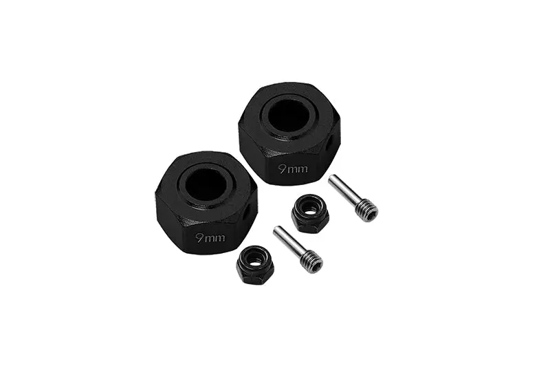 Aluminum Wheel Hex Adapters 9Mm For Arrma 1:10 Granite / Big Rock 3S / Big Rock V3 3S / Vorteks 3S / 1:8 Vendetta 3S - 1Pr Set Black 1