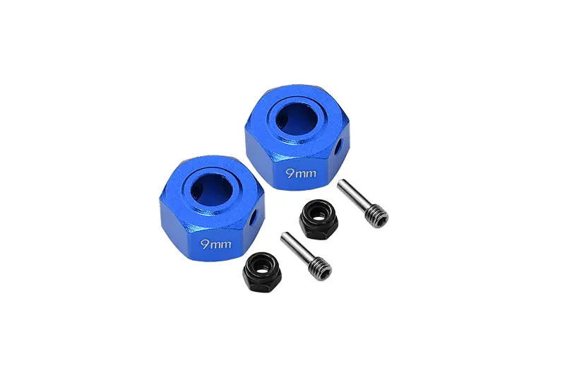 Aluminum Wheel Hex Adapters 9Mm For Arrma 1:10 Granite / Big Rock 3S / Big Rock V3 3S / Vorteks 3S / 1:8 Vendetta 3S - 1Pr Set Blue 1
