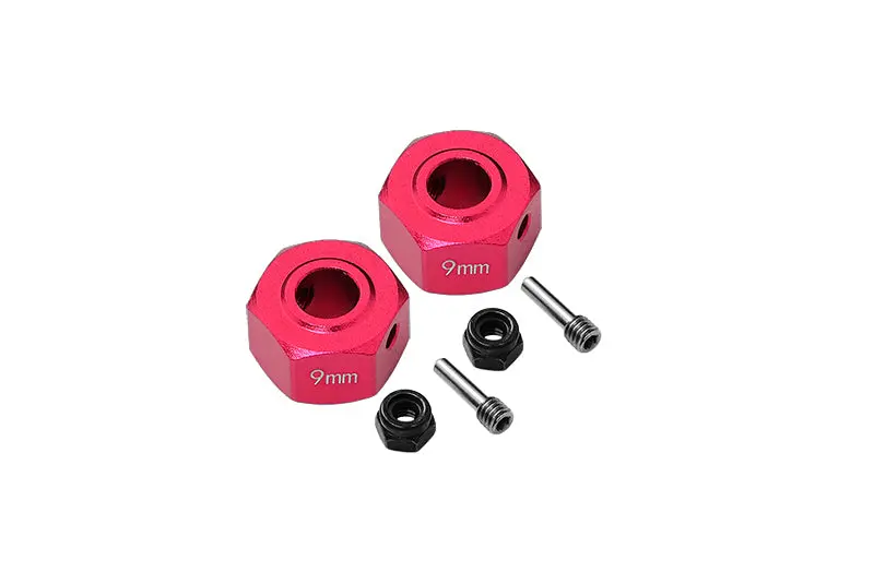 Aluminum Wheel Hex Adapters 9Mm For Arrma 1:10 Granite / Big Rock 3S / Big Rock V3 3S / Vorteks 3S / 1:8 Vendetta 3S - 1Pr Set Red 1
