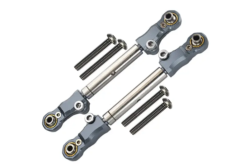 Aluminum+Stainless Steel Adjustable Front Steering Tie Rod For Traxxas 1:10 Maxx 4Wd Monster Truck-89076-4 / 1:8 4Wd Maxx Slash 6S Brushless Short Course Truck-102076-4 Upgrades - Gray Silver 1