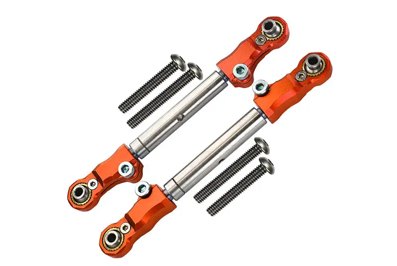 Aluminum+Stainless Steel Adjustable Front Steering Tie Rod For Traxxas 1:10 Maxx 4Wd Monster Truck-89076-4 / 1:8 4Wd Maxx Slash 6S Brushless Short Course Truck-102076-4 Upgrades - Orange 1