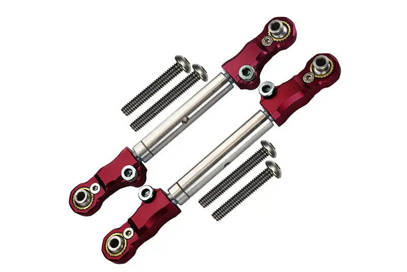 Aluminum+Stainless Steel Adjustable Front Steering Tie Rod For Traxxas 1:10 Maxx 4Wd Monster Truck-89076-4 / 1:8 4Wd Maxx Slash 6S Brushless Short Course Truck-102076-4 Upgrades - Red 1