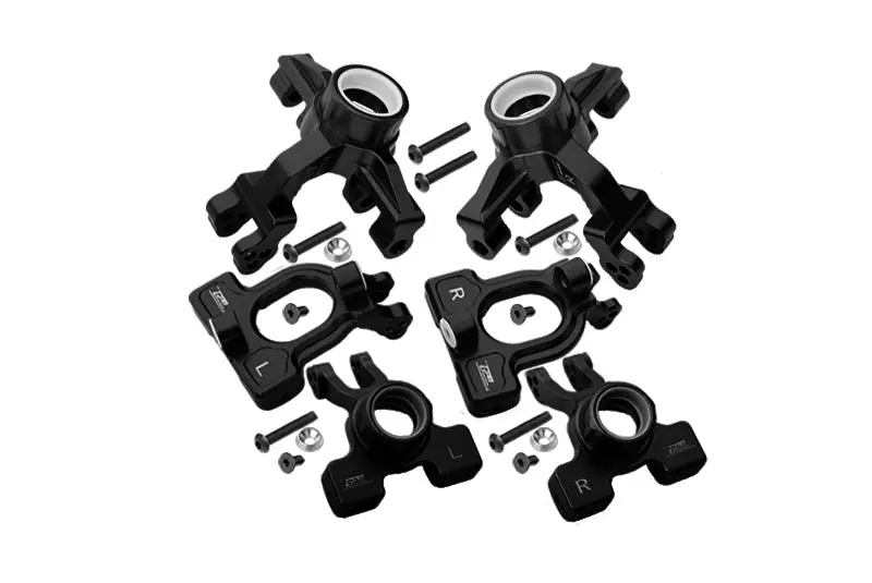 Arrma 1/10 Kraton 4S Blx Aluminum Front C-Hubs + Front & Rear Knuckle Arms - 20Pc Set Black 1