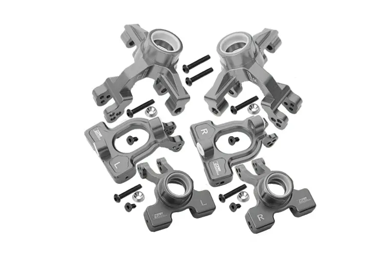 Arrma 1/10 Kraton 4S Blx Aluminum Front C-Hubs + Front & Rear Knuckle Arms - 20Pc Set Gray Silver 1