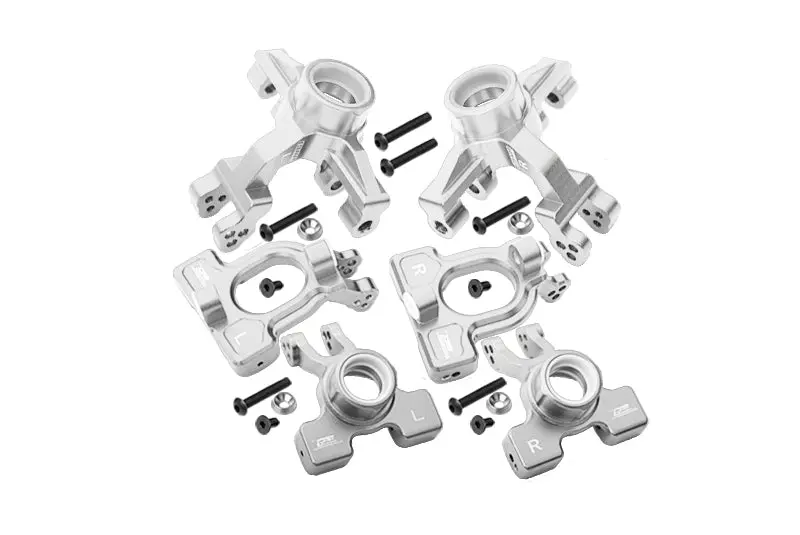 Arrma 1/10 Kraton 4S Blx Aluminum Front C-Hubs + Front & Rear Knuckle Arms - 20Pc Set Silver 1