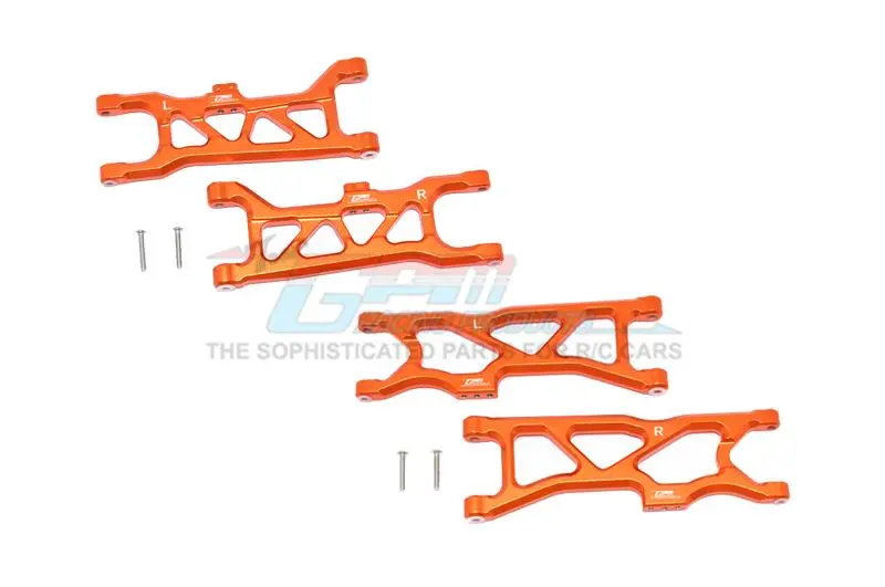 Arrma 1/10 Kraton 4S Blx Aluminum Front & Rear Lower Arms - 4Pc Set Orange 1