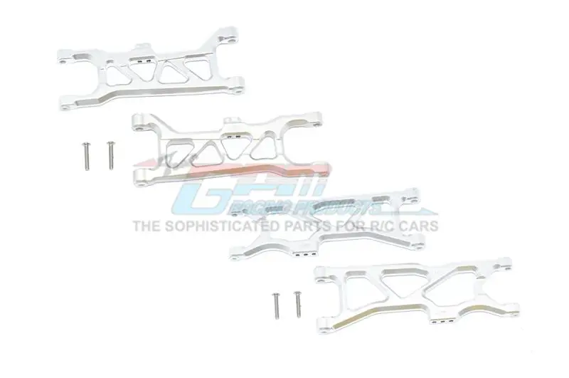 Arrma 1/10 Kraton 4S Blx Aluminum Front & Rear Lower Arms - 4Pc Set Silver 1