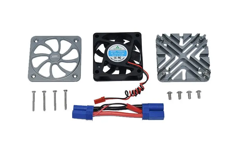 Arrma 1/5 Kraton 8S Blx / Outcast 8S Blx Aluminum Motor Heatsink With Cooling Fan - 1 Set Gray Silver 1