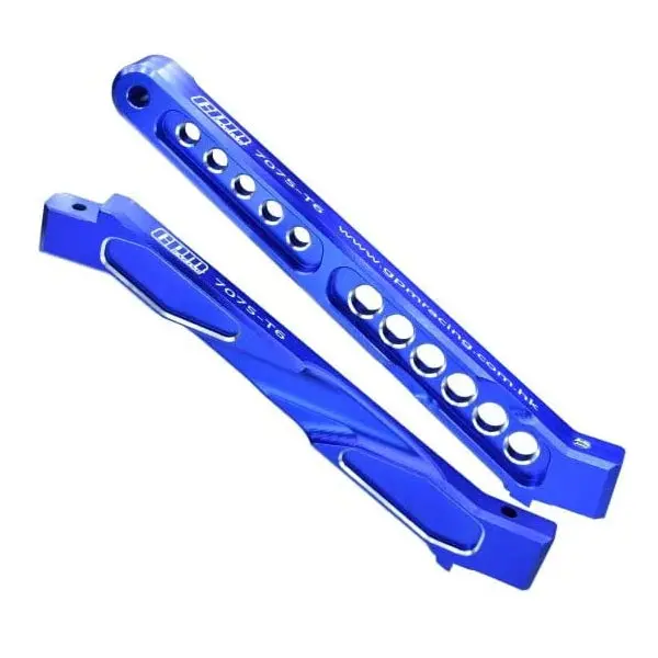 Arrma 1/7 Limitless V2 Speed Bash Roller-Ara7116v2 Aluminum 7075-T6 Front+Rear Chassis Brace - 2Pc Set Blue 1