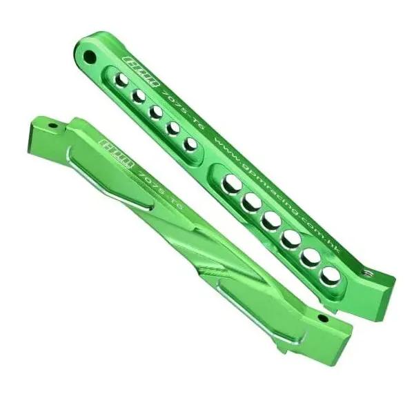 Arrma 1/7 Limitless V2 Speed Bash Roller-Ara7116v2 Aluminum 7075-T6 Front+Rear Chassis Brace - 2Pc Set Green 1