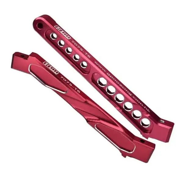 Arrma 1/7 Limitless V2 Speed Bash Roller-Ara7116v2 Aluminum 7075-T6 Front+Rear Chassis Brace - 2Pc Set Red 1