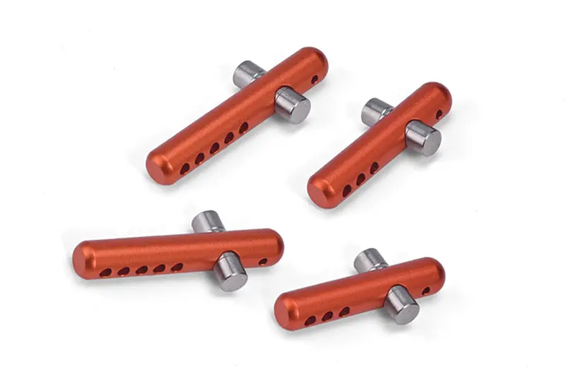 Arrma 1/8 Outcast 6S Blx / Notorious 6S Blx Aluminum + Stainless Steel Front + Rear Body Post - 4Pc Set Orange 1