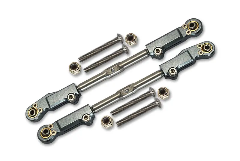 Arrma 1:8 Kraton / Notorious / Outcast / 1:7 Fireteam Aluminium + Stainless Steel Rear Upper Arm Tie Rod - 2Pc Set Grey Silver 1