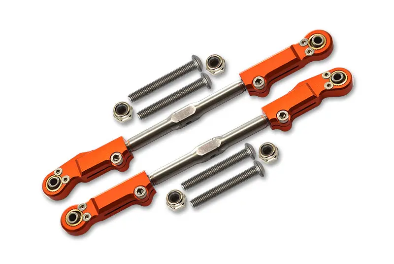 Arrma 1:8 Kraton / Notorious / Outcast / 1:7 Fireteam Aluminium + Stainless Steel Rear Upper Arm Tie Rod - 2Pc Set Orange 1